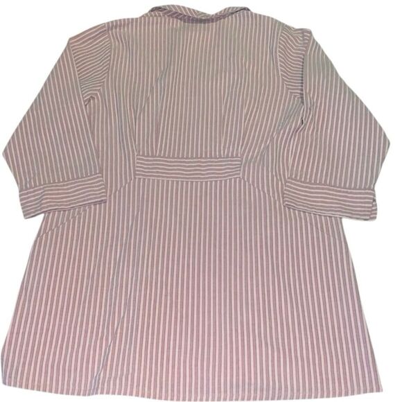 Flax Red and Cream Striped Cotton 3/4 SleevesPullover Top Size Small - Picture 3 of 9